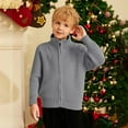 thumbnail image 2 of LYHaoo Kids School Uniform Sweaters Classic Solid Color Zip Front Cardigan Sweater Jacket For Girls And Boys Comfortable Knit Outerwear For Children 2-3 Years(Gray), 2 of 6
