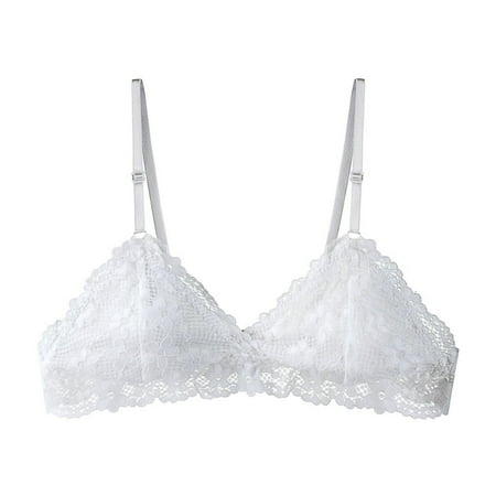 YHGFVOKJ Bras for Women Fashion Camisole Bras Cup Chest Sexy Female Comfortable Underwear Vest Floral Lace Bralette Wear Lingerie Underwear Push Up Bras for Women White M
