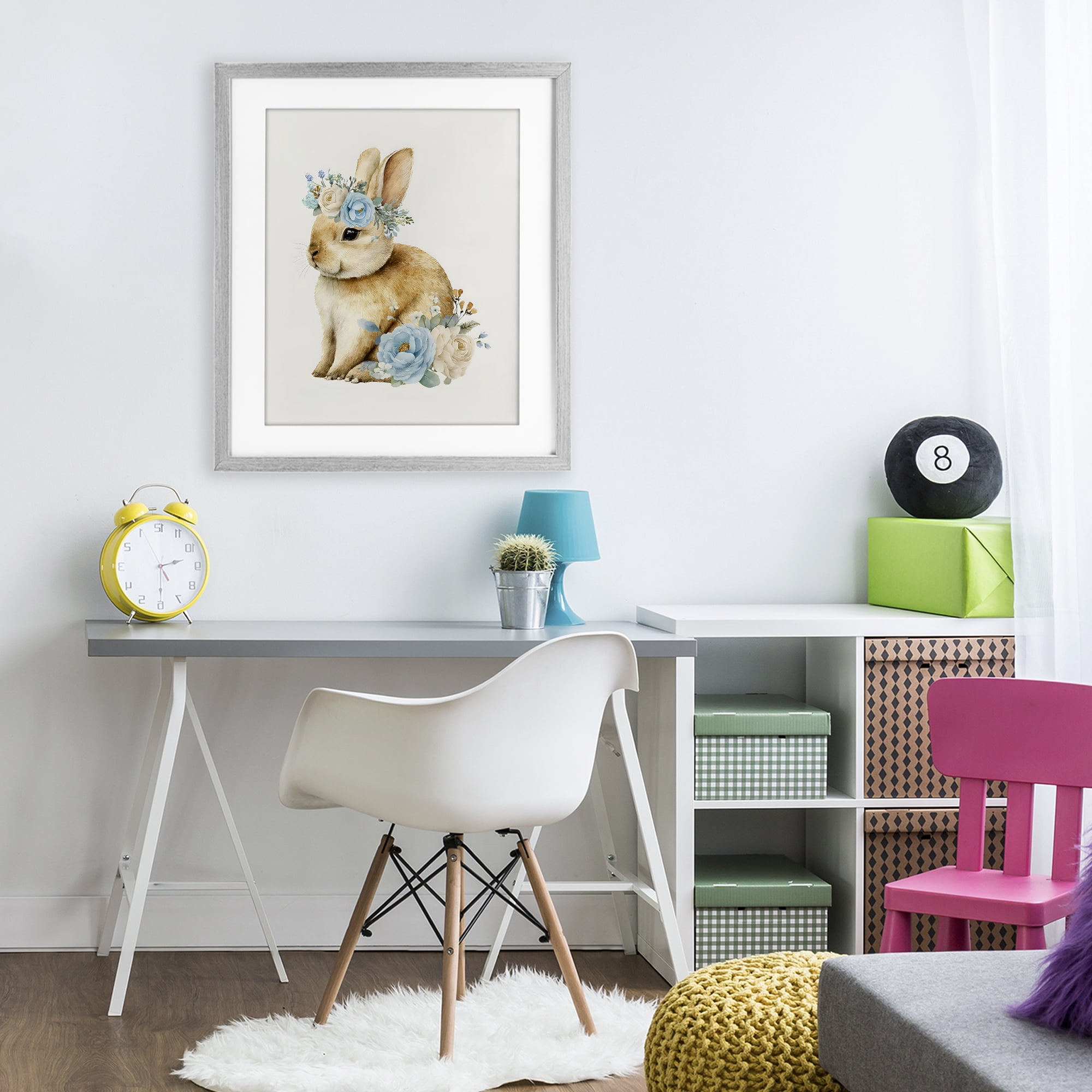 Stupell Industries Watercolor Nursery Bunny Gray Framed Print Under Glass, design by LSR Design Studio