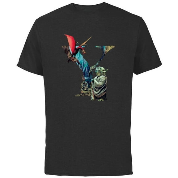 Star Wars “Y is for Yoda” Ralph McQuarrie Dagobah Painting - Short Sleeve Cotton T-Shirt for Adults - Customized-Black