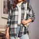 thumbnail image 3 of Blusa Mangas Largas Conjunto de camisas y pantalones cortos con solapa a cuadros para mujer Conjunto de ropa de estar cómoda e informal Ygjytge Gris T L para Mujer, 3 of 5
