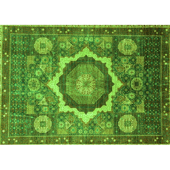 Ahgly Company Indoor Rectangle Abstract Green Modern Area Rugs, 7' x 9'