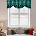 thumbnail image 2 of Teal Black Plaid Tie Up Valance Curtains for Windows, Kitchen Curtains Window Treatments, Farmhouse Retro Star Abstract Checked Short Window Shades Valances for Bedroom Bathroom Cafe 42"x12", 2 of 8