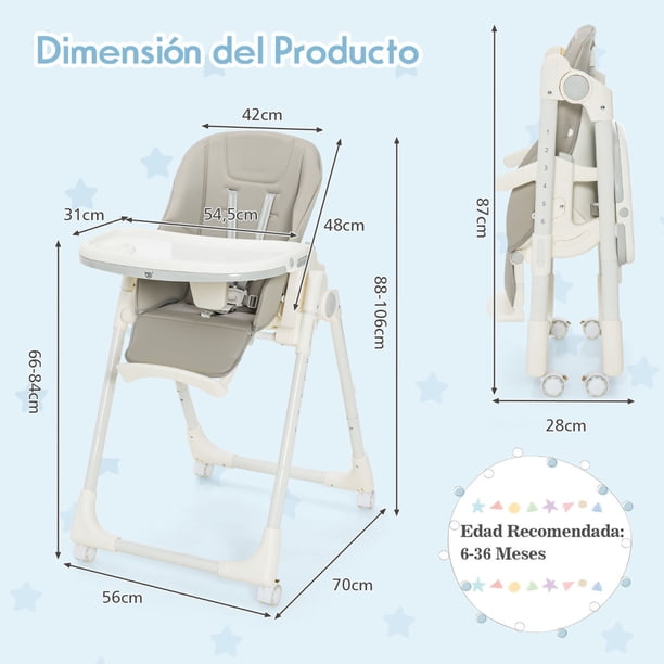 Costway Trona Plegable para Bebés Silla de Comer Ajustable con