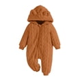 thumbnail image 3 of Kezqiaxn Infant Girl Clothes Winter Warm Hooded Romper Cute Bear Ears Long Sleeve Jumpsuits with Zipper Newborn Onesies 0-18Months, 3 of 10