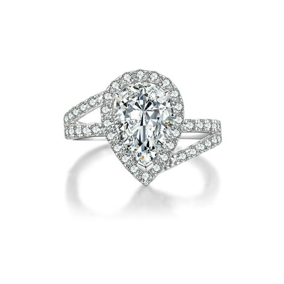 2 Carat Twisted Moissanite Rings for Women D Color VVS1 Clarity Lab Created Diamond Rings 925 Sterling Silver Pear Shaped Engagement Ring Size 5-10