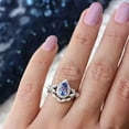 thumbnail image 2 of Engagement Bridal Ring Set 3.00Ct Pear Cut Simulated Blue Tanzanite Halo Women Silver Ring 14K White Gold Plated 925 Silver, 2 of 4