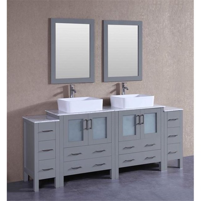 Mercury Import Group AGR230RCCM2S Ensemble de Coiffeuse Double Bosconi 84 Pouces - Gris