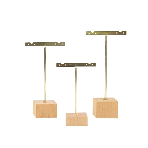 Soporte de Exhibición de Joyería de Barra en T, Base de Madera, Organizador de Torre, Estante Colgante para Collares, Tiendas, Venta Al Por , ranurado cuadrado Sunnimix Soporte de exhibición de joyería