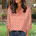 thumbnail image 2 of YanHoo Womens 3/4 Length Sleeve Tunic Tops Swiss Dot Printed Casual V Neck Shirts Loose Fit Basic Tees Business Work Blouses Spring Summer 2026 Orange,XXL, 2 of 6
