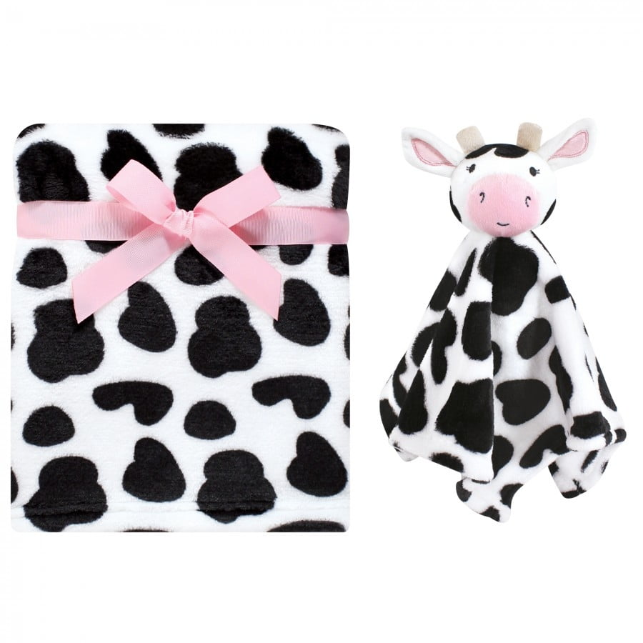 Hudson Baby Infant Girl Plush Blanket with Security Blanket, Cow, One ...