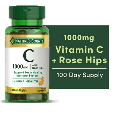 Nature’s Bounty Vitamin C with Rose Hips, Antioxidant & Immune Support, 1000mg, 100 Coated Caplets