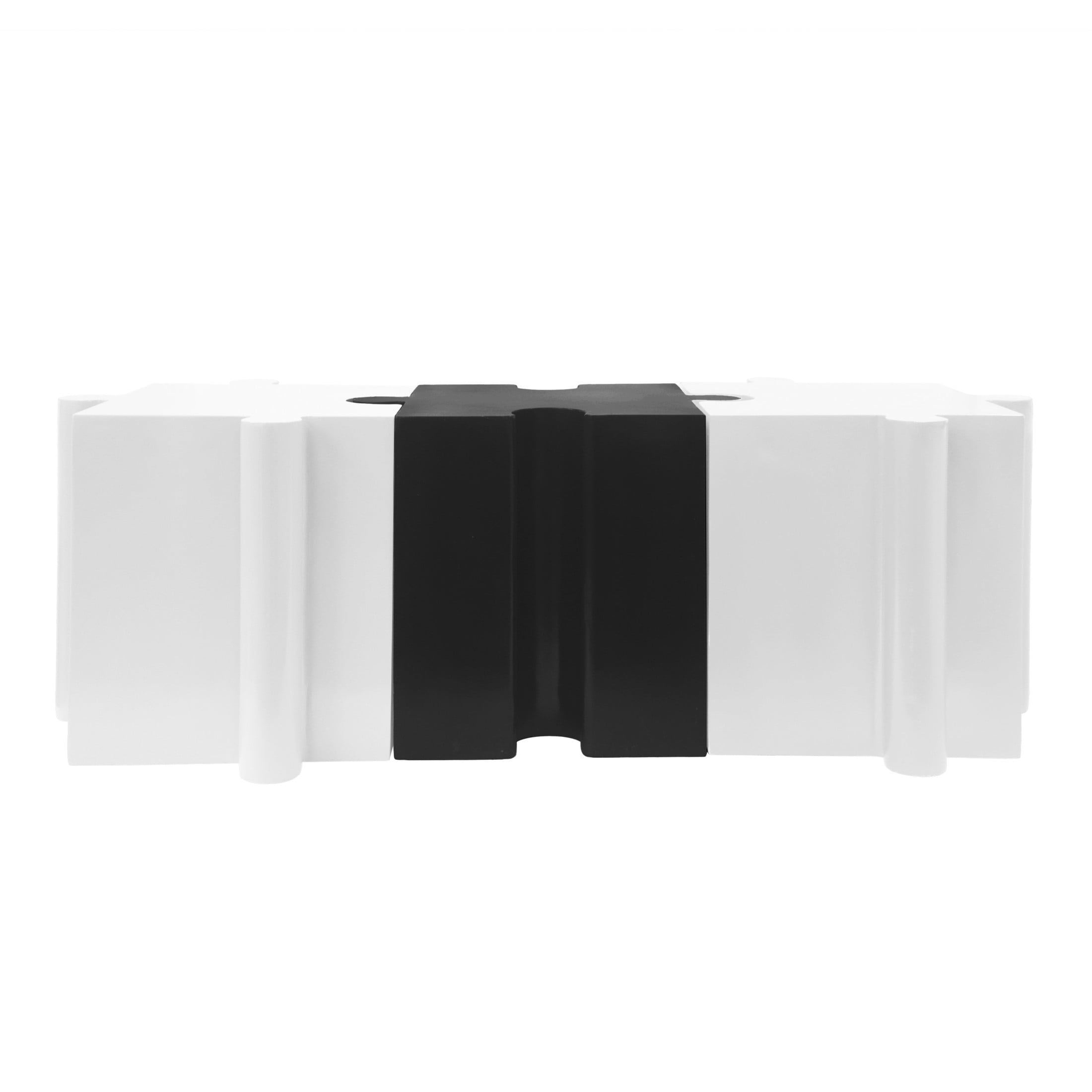Christopher Knight Home 3-Piece Artistic Puzzle Table Set, 47" Modular Interlocking Design, Indoor Outdoor Use, White+Black