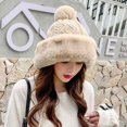 thumbnail image 3 of Gorro grueso de lana para mujer, capucha cálida de terciopelo, Bola de piel, a prueba de frío, lindo, para exteriores, otoño e invierno, nuevo estilo, venta al por mayor, 3 of 4