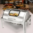 thumbnail image 2 of Jacgood Rectangular Roll Top Chafing Dish Buffet Set with Visible Lid,1 Full Size & 2 Half-Size Chafing Server Dish,Catering Food Warmer for Parties,Wedding,Birthday,Christmas,14QT Water Pan, 2 of 7