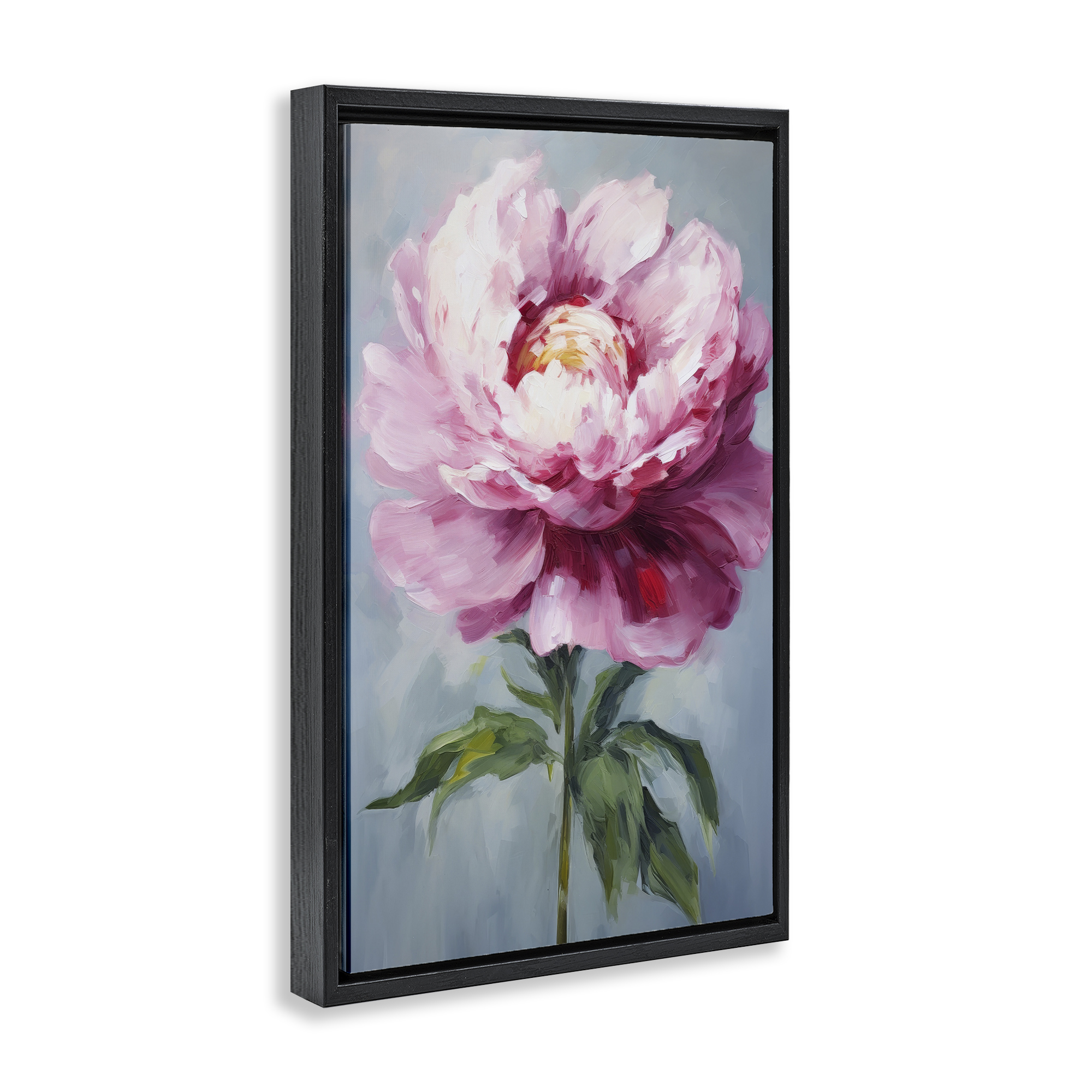 Stupell Industries Pale Pink Floral Botanical & Floral Painting Black Floater Framed Art Print Wall Art, 21 x 31