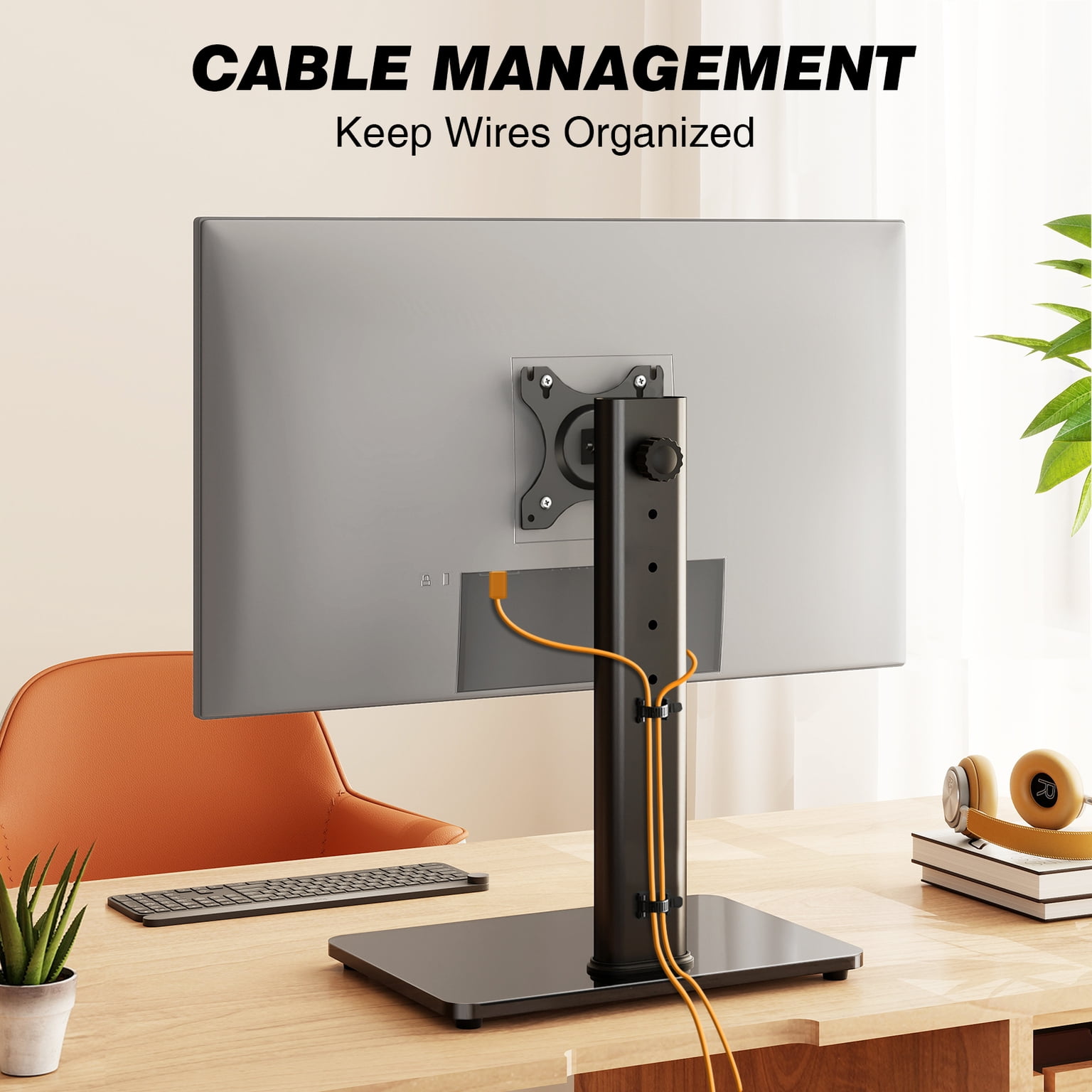 TAVR Furniture 360° Rotatable Table Top TV Stand for 13-32 inch TVs, 44 Lb Capacity, 5 Height Adjustment, Black
