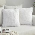 thumbnail image 1 of Juego de 2 fundas de cojín de piel de lujo YONGSHENG sofá decorativo cama para El hogar dormitorio Funda de almohada decorativa de felpa súper suave 40x40cm 16x16 pulgadas blanco, 1 of 5