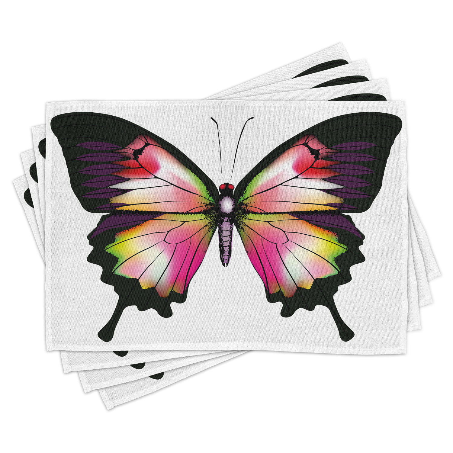 Butterfly Design Set of 4 Placemats Deluxe Vinyl Non-slip Ease Care