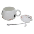 thumbnail image 3 of Whimsical White Chubby Feline Kitty Cat Cup Mug With Lid And Stirring Spoon, 3 of 11