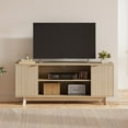 thumbnail image 6 of MELLCOM Mid Century Modern TV Stand, 59 Inches Entertainment Center with Storage, TV Media Console with 2 Fluted Doors & Adjustable Shelves Suitable for 50/55/60/65 TV in Living Room, Bedroom, 6 of 7