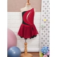 thumbnail image 3 of Haitryli Kids Girls Rhinestone Color Block Figure Ice Skating Dress Sleeveless Ballet Dancewear Burgundy 8, 3 of 7