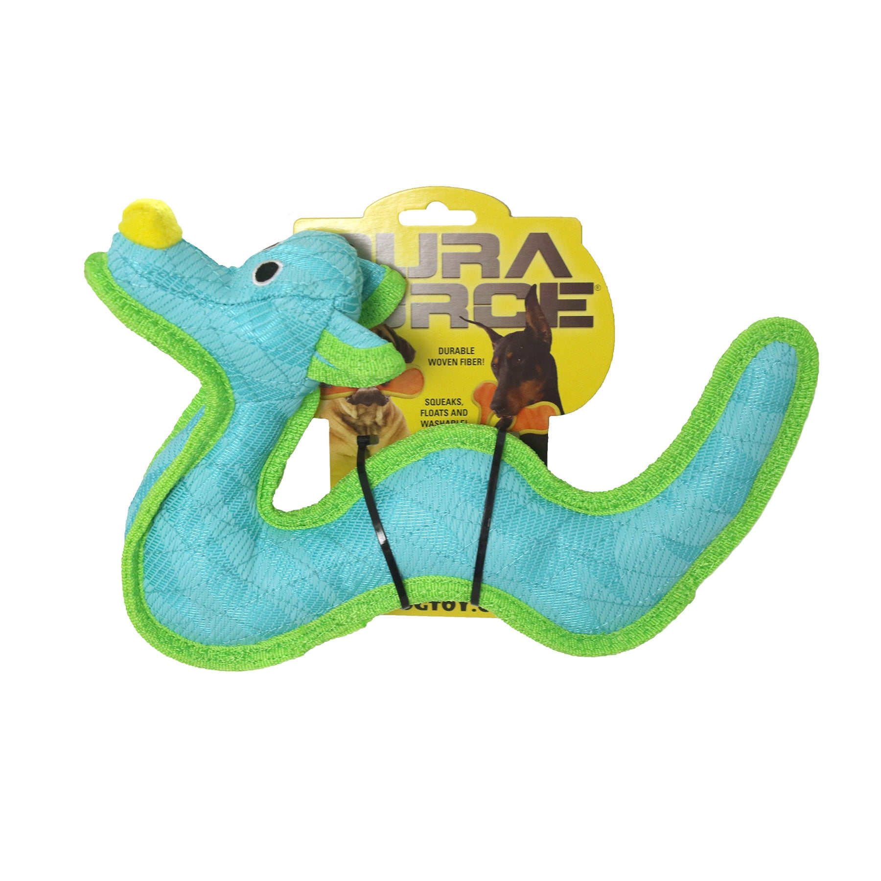 DuraForce Dragon Tiger Blue-Green, 2-Pack, Durable Woven Mesh Fiber Squeaky Dog Toy
