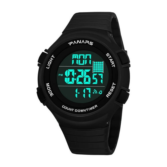 ATTOE Panamars Montre de Sport pour Hommes Lumineuse Étanche Double Minuterie Calendrier Montre-Bracelet(Noir)-081402
