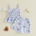 thumbnail image 5 of Xyant Toddler Baby Girl Clothes Knit Floral Fly Sleeve Tops Shorts Cute Summer Spring Outfits Infant Baby Girl Clothing Set (Blue,18-24 Months), 5 of 7