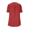 thumbnail image 6 of Hfnxid Shirt for Womens Henley Short Sleeve Tops Lightweight Solid Color Office Tshirts Casual Pleated Dressy Office Work Blouse Red L, 6 of 10