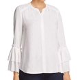 thumbnail image 3 of Design History Ruffle Bell Sleeve Blouse (White, M), 3 of 5