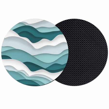Turquoise Ombre Coasters Set of 2 Soft Absorbent Coasters for Drinks Modern Geometric Moire Abstract Art Non-Slip Cup Coaster Mat with Rubber Bottom for Home Kitchen Desk Coffee Bar Table Decor 4