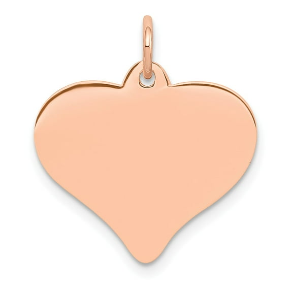 14K Rose Gold Charm Pendant 21 mm 18 Polished Heart Shaped Disc