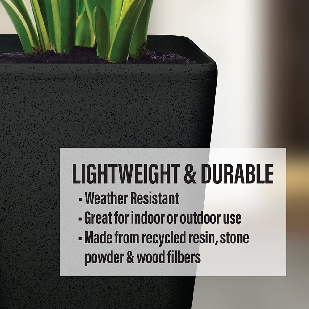 Stephan Roberts Tall 22 " Planters with Drainage Holes Set of 2, Black