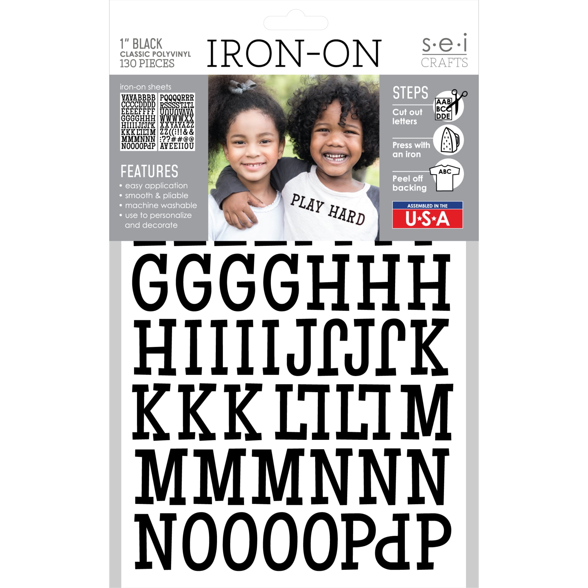SEI 1.5 inch Camdon Adhesive Easy Iron-on Heat Transfer Polyvinyl Letters,  Red 