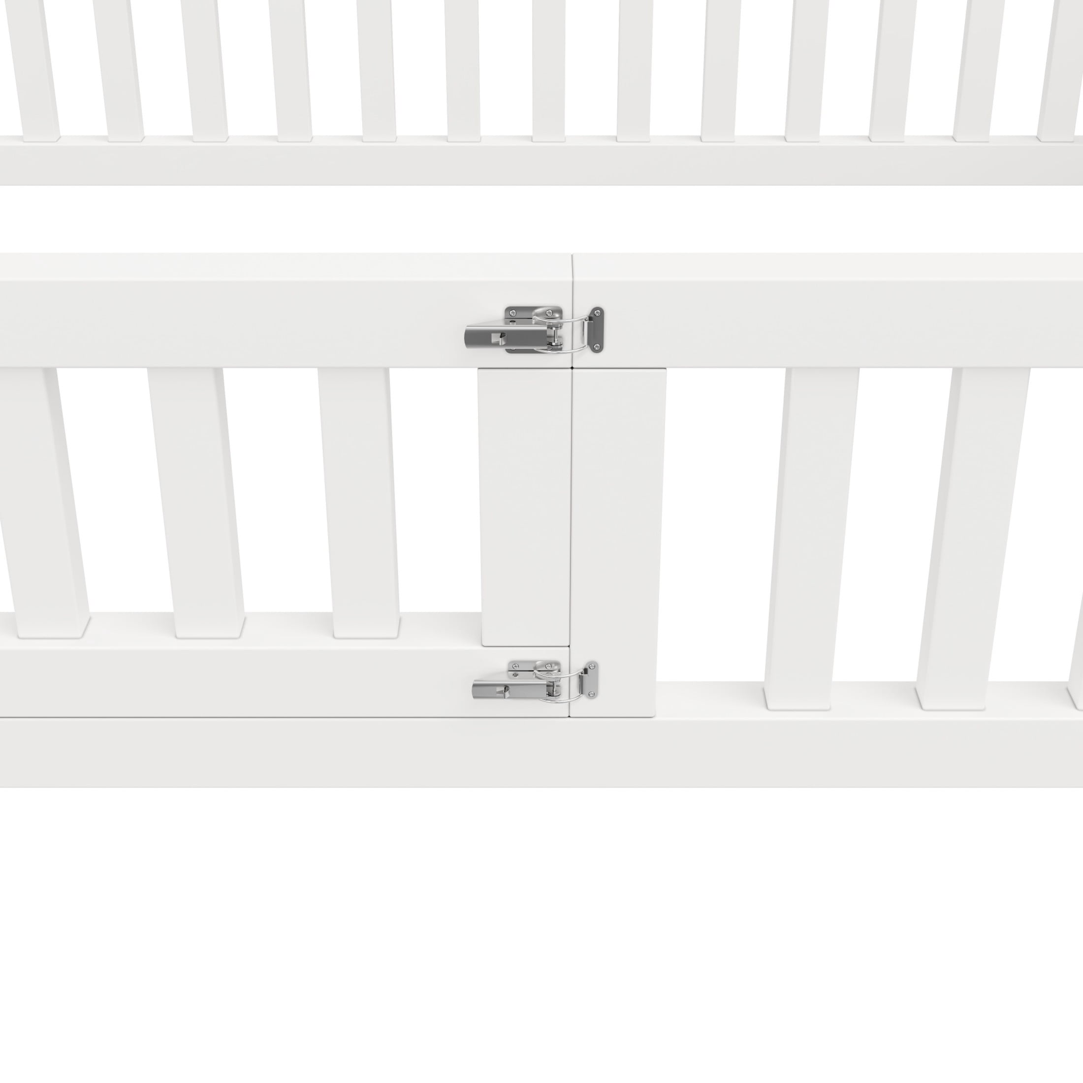 Noble House Lorven Twin & Full L-Shaped Floor Bed with Built-in Bookcase & Lockable Safety Gate, White