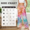 thumbnail image 6 of SCRAWLGOD Tie-Dye Print Orange Blue Womens Wide Leg Palazzo Pants with Adjustable Tie Knot High Waist Soft Casual Trousers Trendy Lightweight Lounger Slacks with Pockets, L, 6 of 7