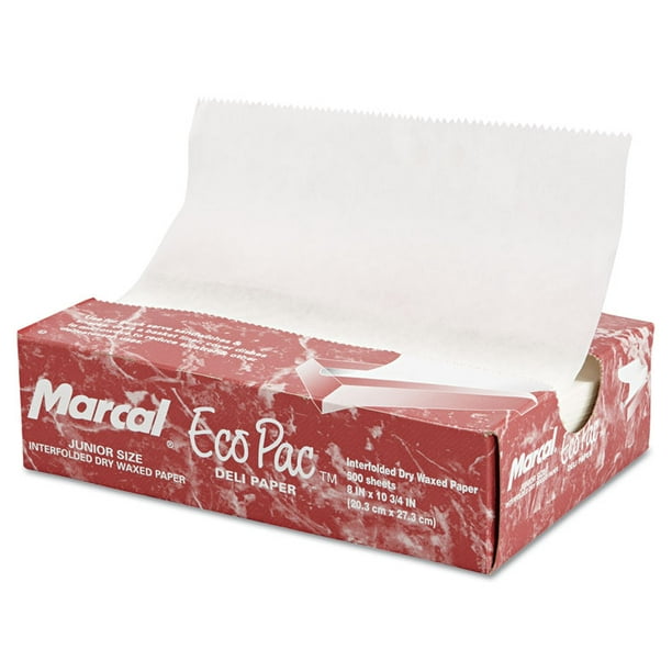 EcoPac Natural Interfolded Dry Wax Paper, 8" X 10.75", 500/box, 12