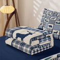 thumbnail image 6 of Manfei Wild Animal Deer Plaid Zipper Twin Comforter Sets with Fitted Sheet and 2 Pillowcases,Navy Check Pine Zipper Bedding Set,Navy Blue Reversible,4pcs, 6 of 8