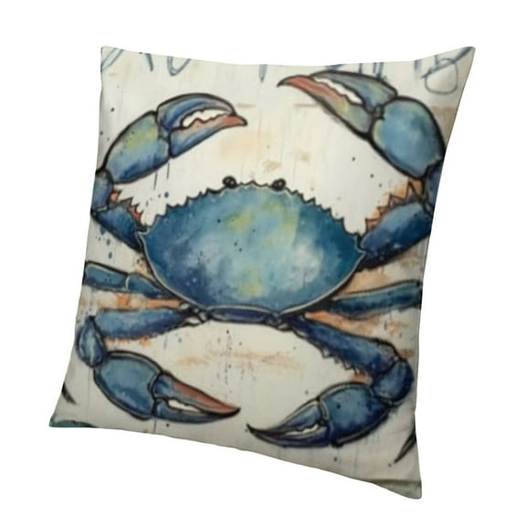 Summer Hello Beach Decorative Throw Pillow Covers Heron Bird Crab Coastal Outdoor Pillowcase, Starfish Shell Nautical Cushion