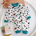 thumbnail image 2 of TOWED22 Toddler Boys Girls Cotton Pajama Set Cute Soft Pajamas Kids Winter Solid Color Cute Print Long Sleeved Home Wear Clothes Suit Baby Clothes Green,3-4 Y, 2 of 6