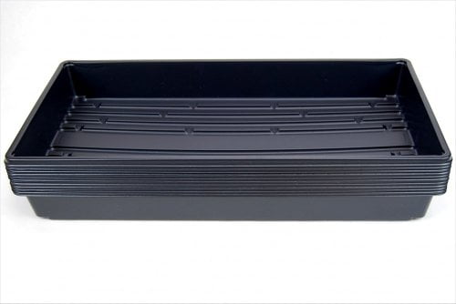 Set of 5 FLATS SEED STARTING GROW TRAYS With DRAIN HOLES Black Plastic 1020 