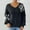 Black, variant on Aueoeo Girls Sweaters, Soft Comfy Woman Casual Flower Ribbon Embroidery Irregular Embroidered V-Neck Sweater Tops Knitwear