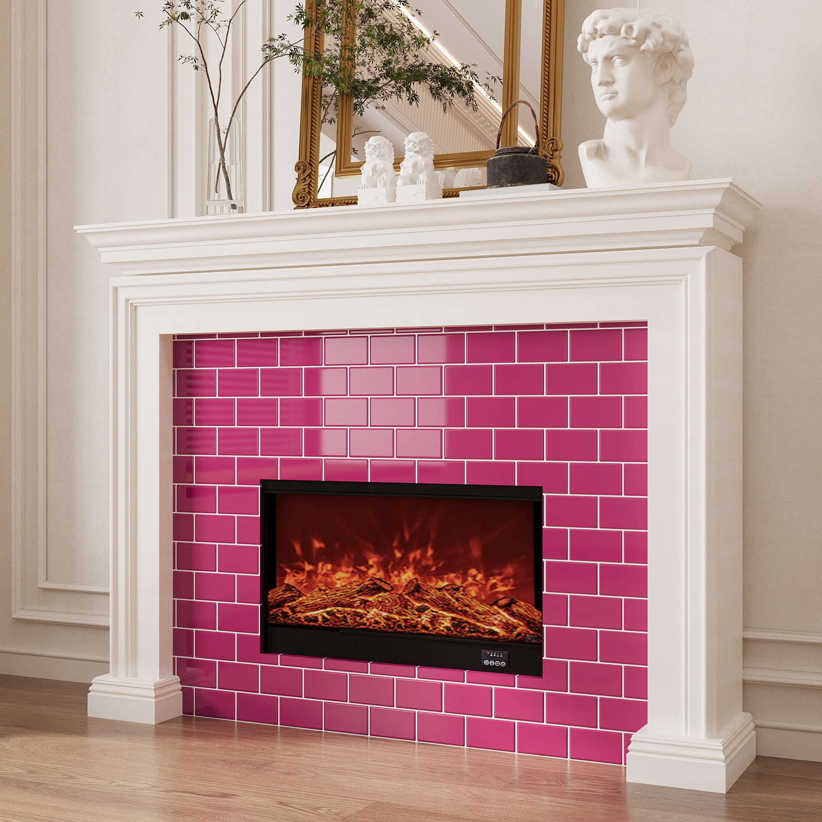 VEELIKE Berry Pink Subway Tile Peel and Stick Backsplash for Kitchen Waterproof 12"x12" 6 Sheets Backsplash Tiles Self Adhesive Wall Tiles Renter Friendly Backsplash Stick on Tile for Bathroom