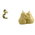 thumbnail image 1 of Estatua de caballo de pie hecha a mano y soporte para libros de pera abrazada, sujetalibros de cerámica, fina artesanía, decoración de mesa para hotel, 1 of 8
