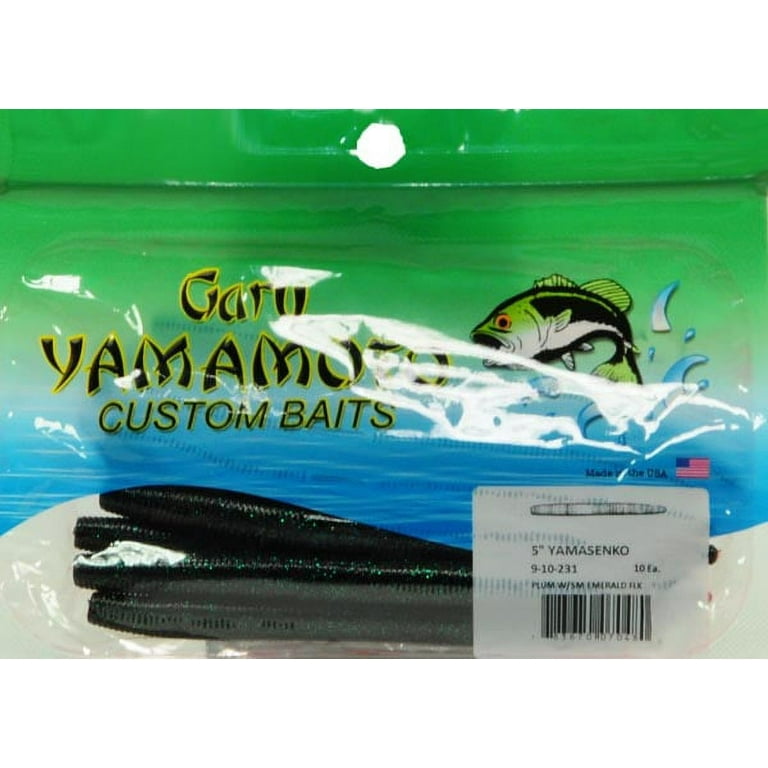 Gary Yamamoto Custom Baits 5 Senko Worm, Plum with Small Emerald Flakes 