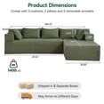 thumbnail image 6 of Behost 105" Modular Sectional Sofa Couch with Pillows, Deep Seat L Shaped Sofa for Living Room, Corduroy Green, 6 of 11