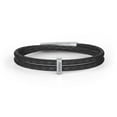 thumbnail image 1 of Men’s Engravable Sterling Silver Vertical Bar Leather Bracelet, 1 of 4