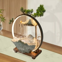 Water Fountain LED Tabletop Indoor Fake Plants Waterfall Zen Decor With Mist