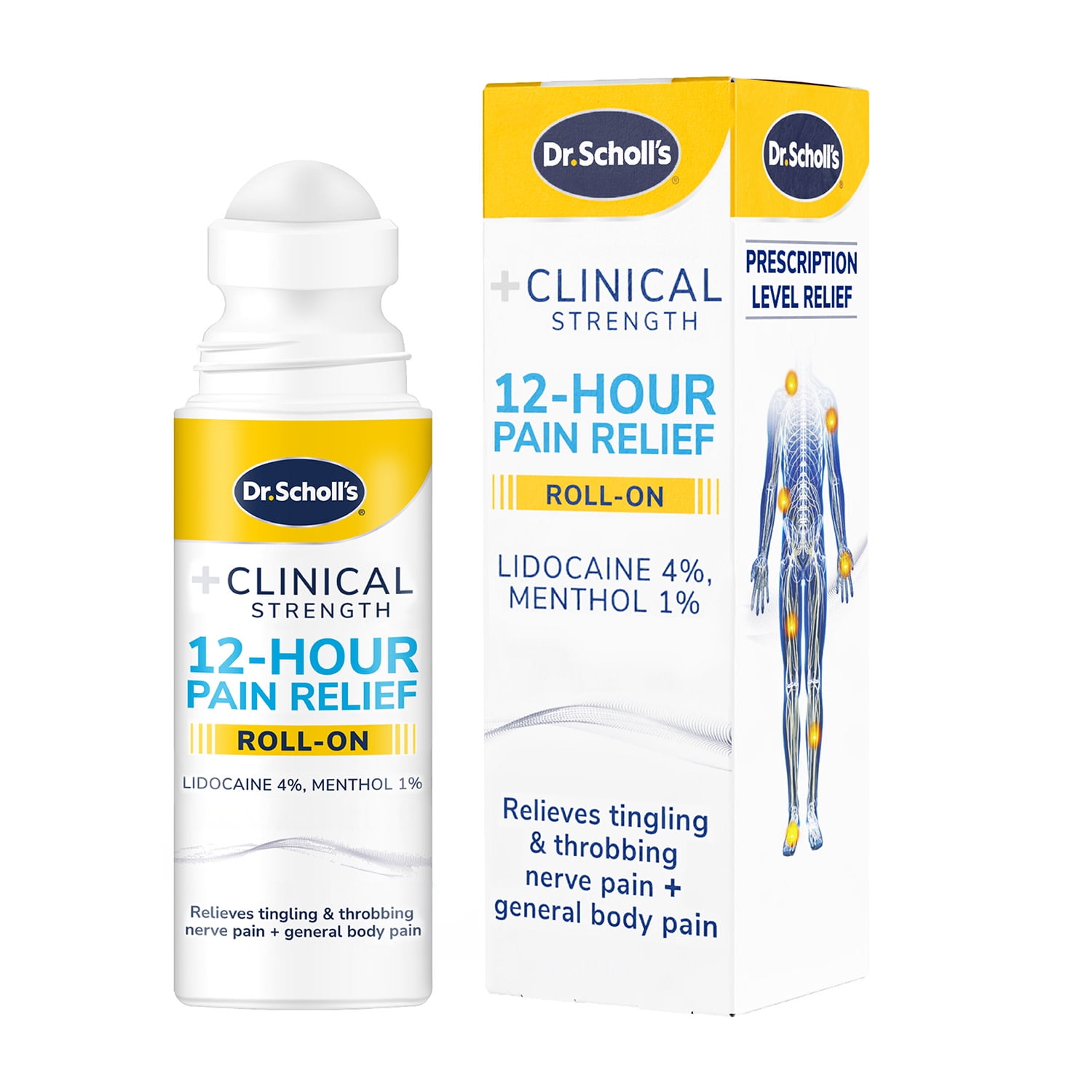 Dr. Scholl’s 12-Hour Pain Relief Liquid Roll-On with 4% Lidocaine and Menthol, 3 oz